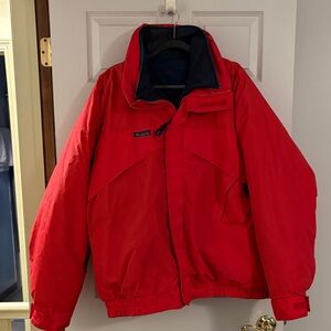 Columbia Red green and navy blue Men's two in one Jacket size tall XXL